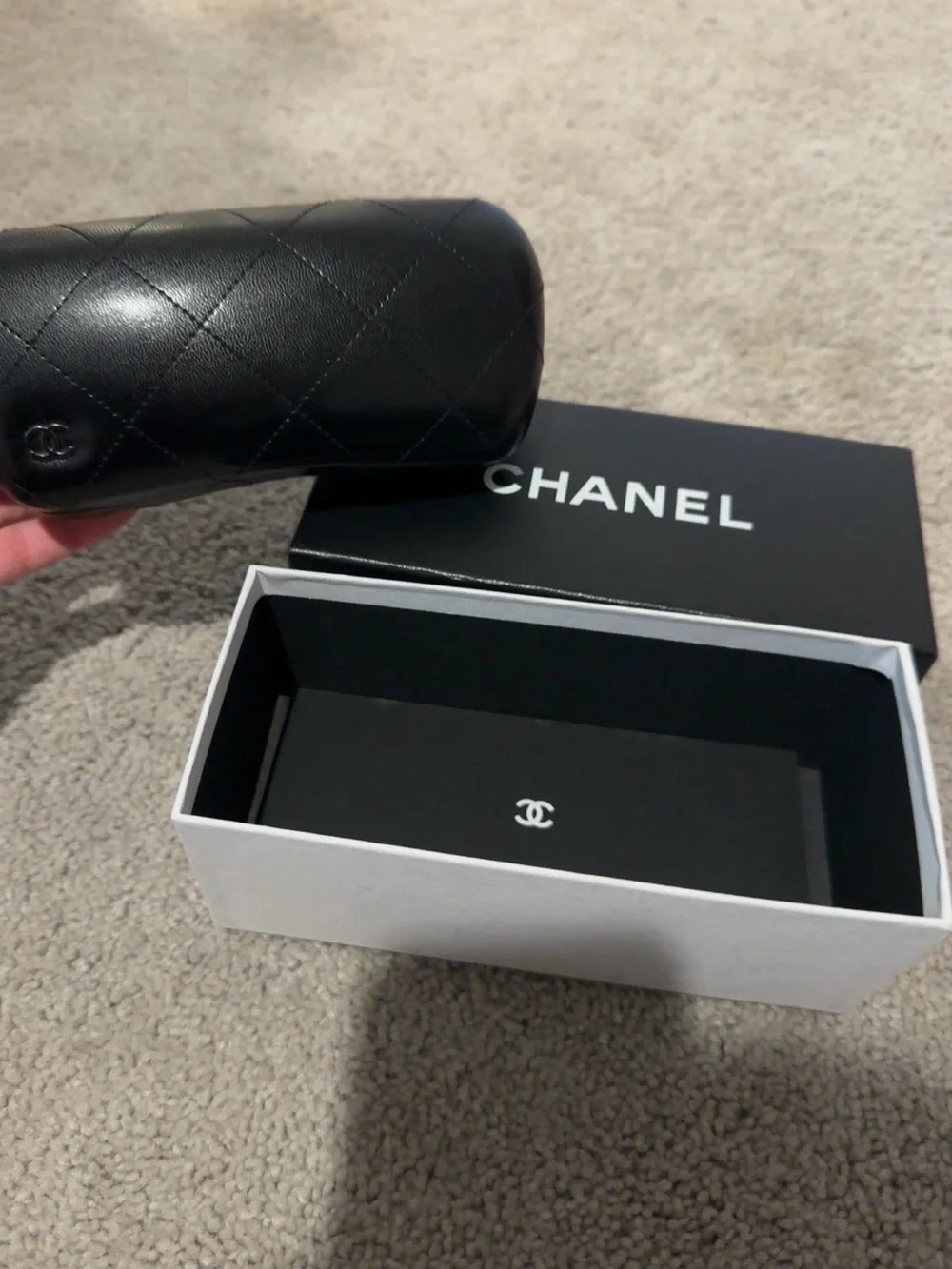 CHANEL Black Cat-Eye Sunglasses with Gold Accent
